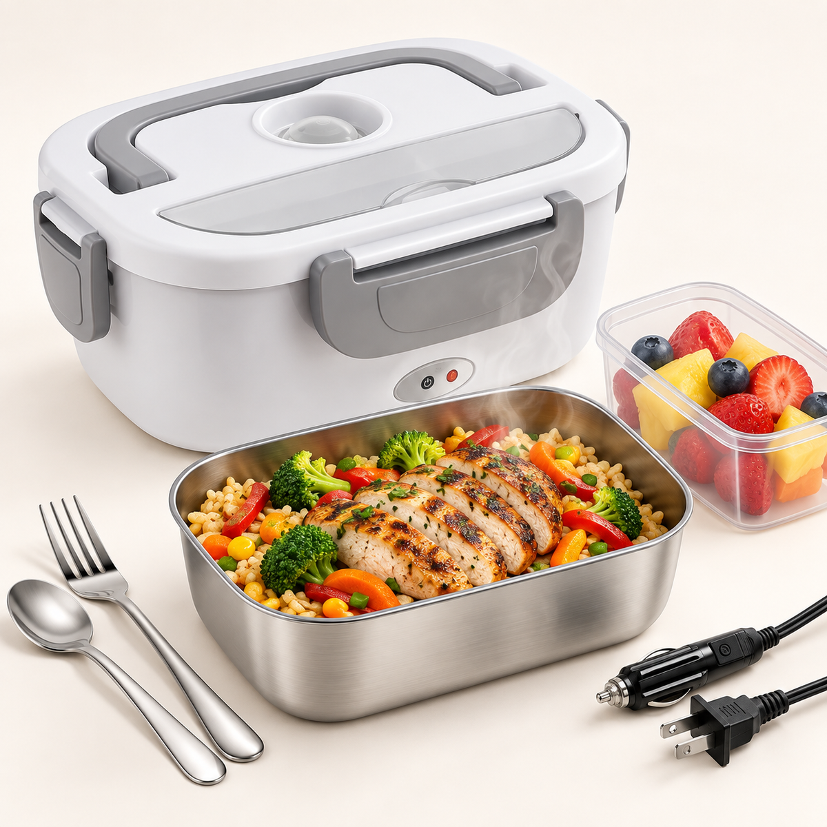 Portable Heated Lunch Box | Home + Car Food Warmer
